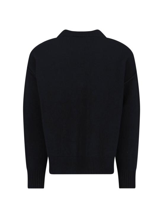 26SS 아미 하트 로고 인타르시아 V넥 가디건 UKC367 018 009 Black - AMI