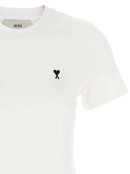 26SS 아미 스몰 하트 로고 코튼 크롭 티셔츠 FTS347 724 100 White - AMI
