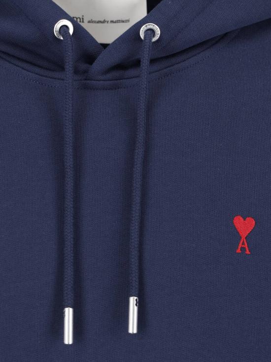 26SS 아미 스몰 하트 로고 루프백 오가닉 코튼 플리스 후드 BFUSW235 730 430 - AMI