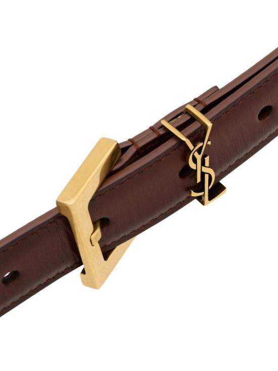 26SS 생로랑 카산드라 씬 스퀘어 버클 레귤러 벨트 554465 AAFOC2955 Bordeaux - SAINT LAURENT