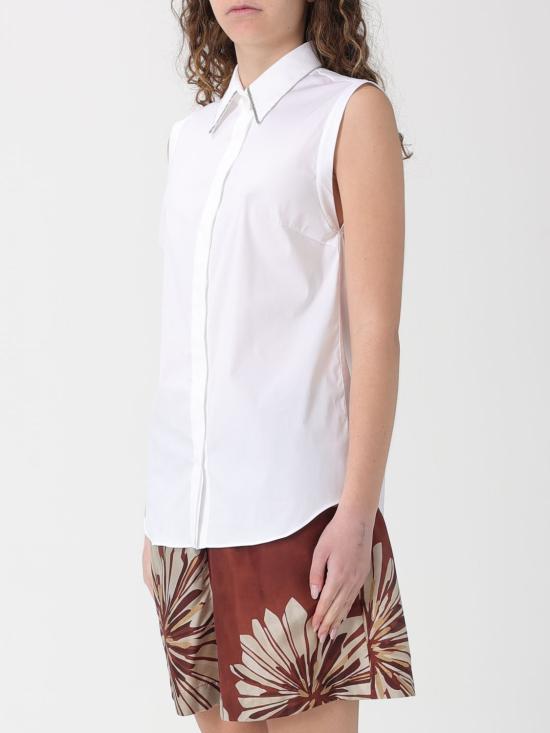 26SS 브루넬로 쿠치넬리 샤이니 트리밍 스트레치 코튼 포플린 슬리브리스 셔츠 M0091MA616 C159 White - BRUNELLO CUCINELLI