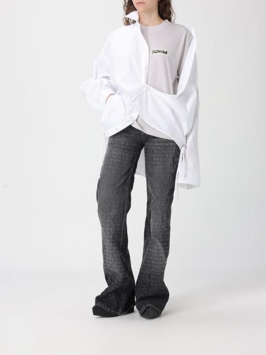 26SS 발렌시아가 레이스 업 셔츠 857835TRM28 9000 White - BALENCIAGA