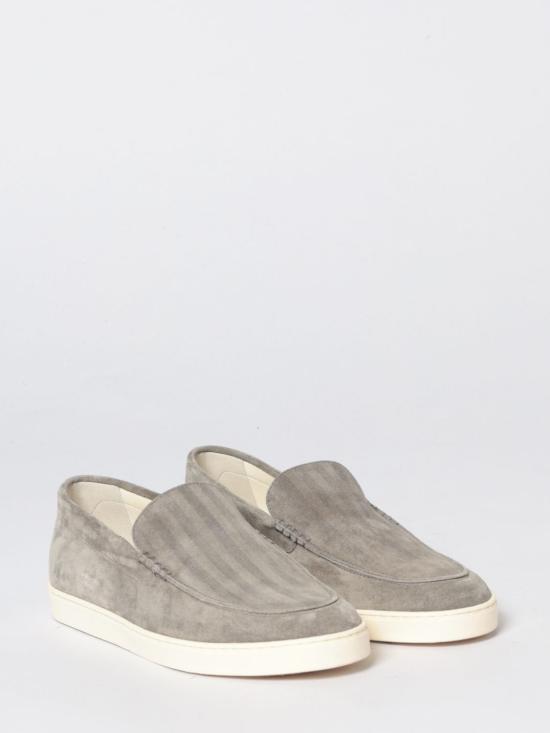 26SS 브루넬로 쿠치넬리 로퍼 스타일 셰브런 패턴 스웨이드 스니커즈 MZUHVSP335 C7972 White - BRUNELLO CUCINELLI