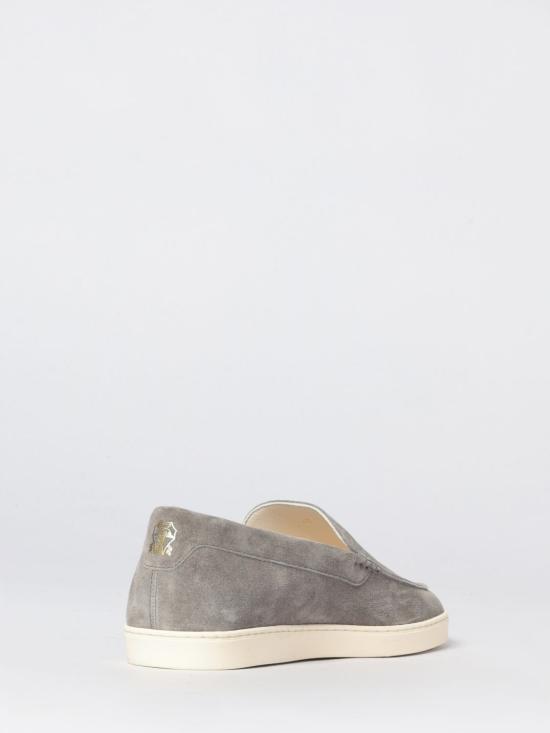 26SS 브루넬로 쿠치넬리 로퍼 스타일 셰브런 패턴 스웨이드 스니커즈 MZUHVSP335 C7972 White - BRUNELLO CUCINELLI