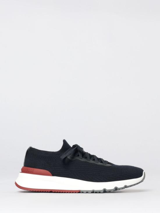 26SS 브루넬로 쿠치넬리 코튼 니트 세미 폴리쉬드 카프스킨 러너 MZUPMBO252 CP307 Blue