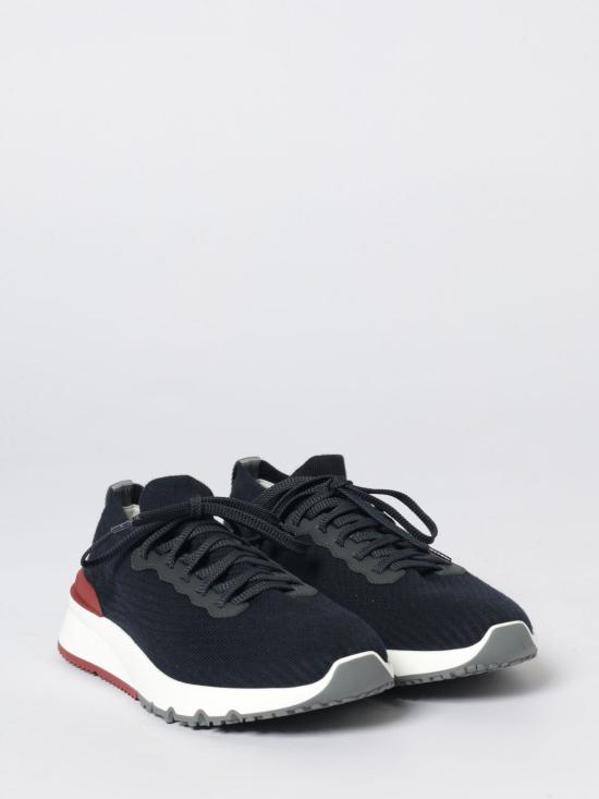 26SS 브루넬로 쿠치넬리 코튼 니트 세미 폴리쉬드 카프스킨 러너 MZUPMBO252 CP307 Blue - BRUNELLO CUCINELLI