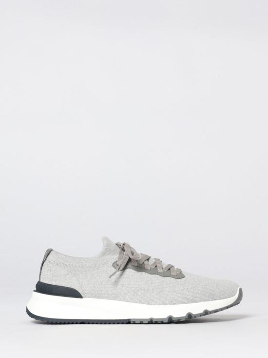 26SS 브루넬로 쿠치넬리 코튼 니트 세미 폴리쉬드 카프스킨 러너 MZUPMBO252 CB308 Grey