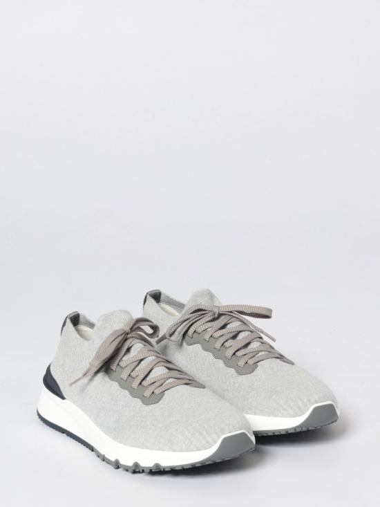 26SS 브루넬로 쿠치넬리 코튼 니트 세미 폴리쉬드 카프스킨 러너 MZUPMBO252 CB308 Grey - BRUNELLO CUCINELLI