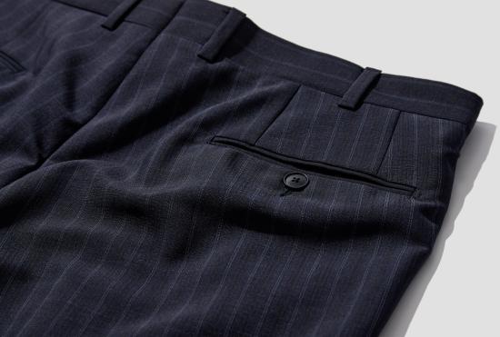 26SS 살롱 씨 룬드만 스트레이트 팬츠 더블 플리츠 팬츠 - 영국산 모헤어 CL102 네이비 - SALON C. LUNDMAN