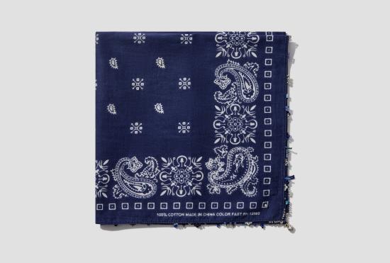 26SS SALON C. LUNDMAN 머플러/스카프 자수 장식 빈티지 반다나 - 면 CL614 블루 - OTHER BRANDS