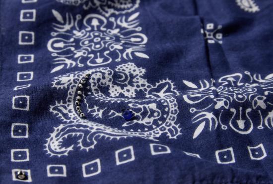 26SS SALON C. LUNDMAN 머플러/스카프 자수 장식 빈티지 반다나 - 면 CL614 블루 - OTHER BRANDS