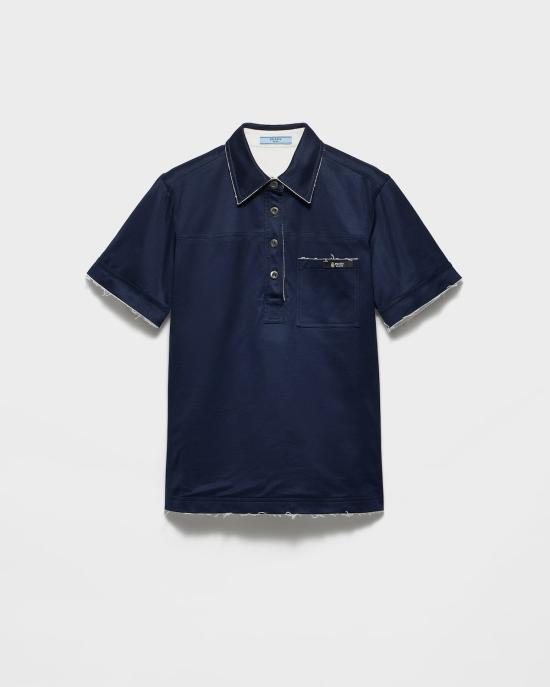 26SS 프라다 폴로 티셔츠 P963N173LF0008 S OOO Blue