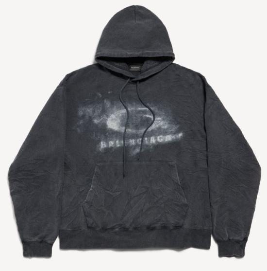 26SS 발렌시아가 후드 티셔츠 858143TTVN6 9034 WASHEDBLACKWHITE