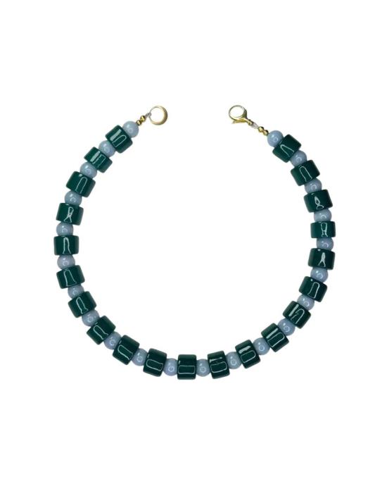  헐 뉴 트라이비 목걸이/팬던트 그녀의 새로운 부족 병과 블루 레이스 아게이트 잡다한 비즈 두 개 목걸이 녹색