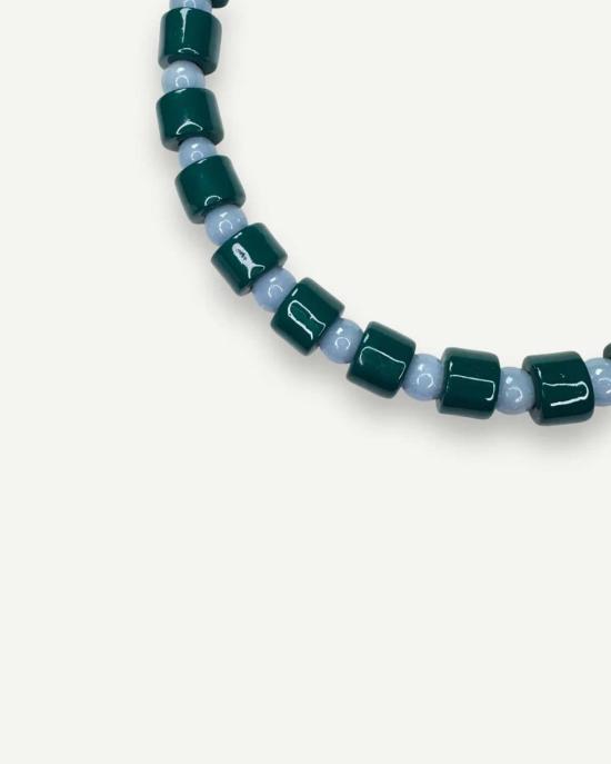  헐 뉴 트라이비 목걸이/팬던트 그녀의 새로운 부족 병과 블루 레이스 아게이트 잡다한 비즈 두 개 목걸이 녹색 - HER NEW TRIBE