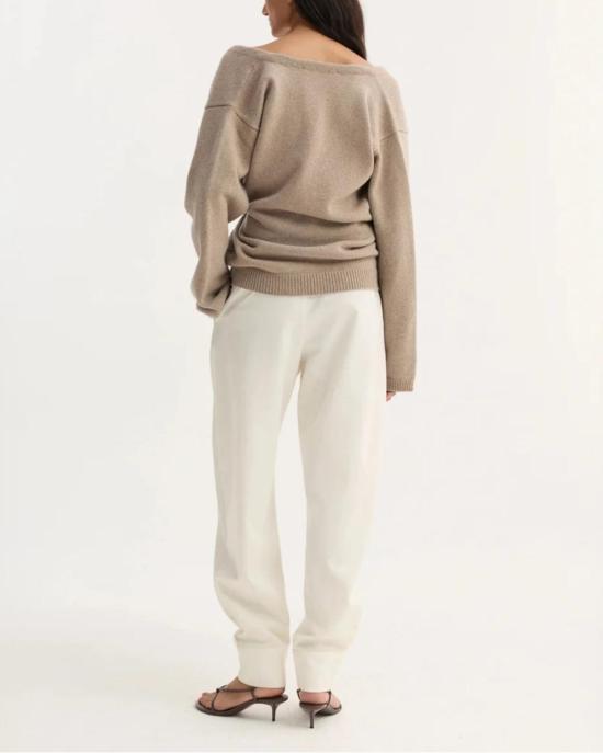  로에 가디건 로헤 오프숄더 랩  브라운 - ROHE