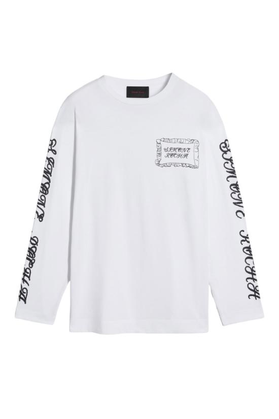 26SS 시몬로샤 필로우케이스 로고 프린트 롱 슬리브 티셔츠 5194P63ABCW0569WHITEBLACK - SIMONE ROCHA
