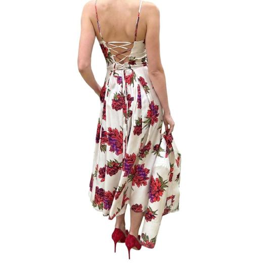  Madison Maison x Julie Harrah 롱 원피스 매디슨 메종 X 줄리 해러 켈리 원숄더 드레스 레드 피오니 플로럴 - OTHER BRANDS