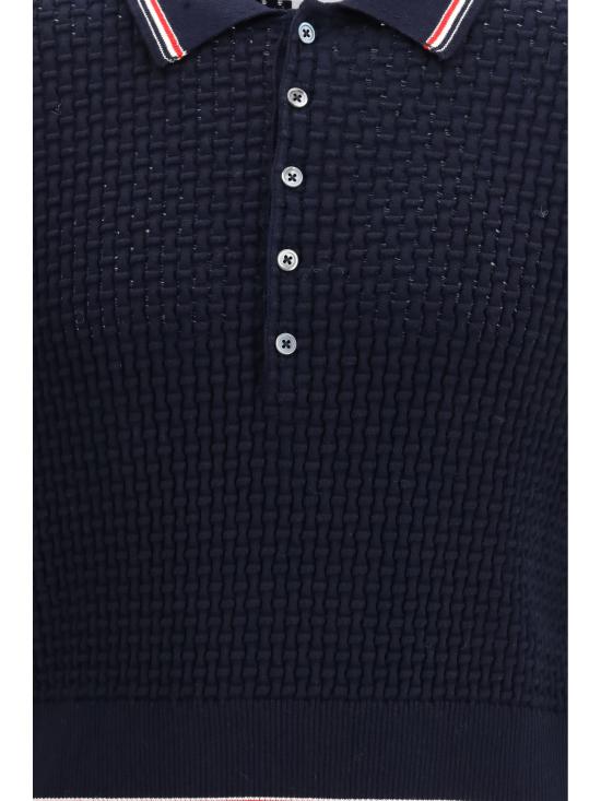 26SS 톰브라운 플로트 리플 스티치 RWB 스트라이프 폴로 MKP155AY3009 415 BLUE - THOM BROWNE