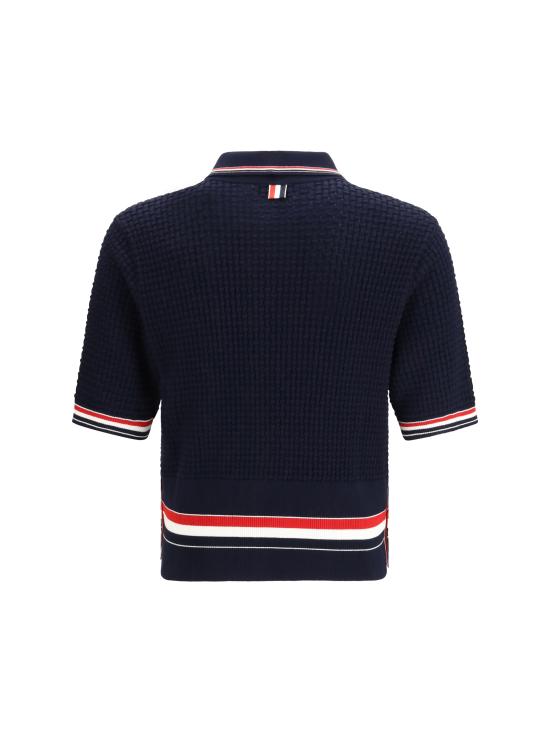 26SS 톰브라운 플로트 리플 스티치 RWB 스트라이프 폴로 MKP155AY3009 415 BLUE - THOM BROWNE