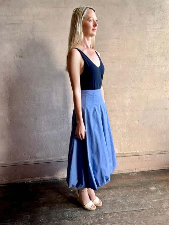  티더블유피 롱 스커트 Twp 풀 인텐션  화이트/네이비 - TWP