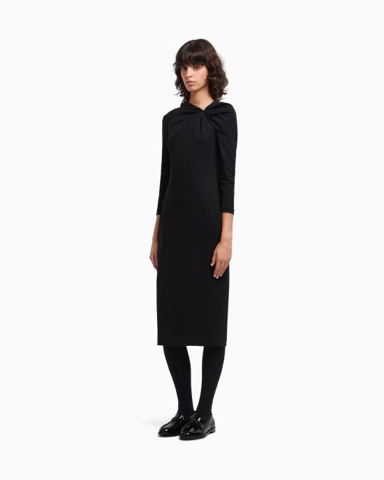 26SS 엠포리오 아르마니 미디 원피스 EW002783 AF12303 UC001 Black - EMPORIO ARMANI