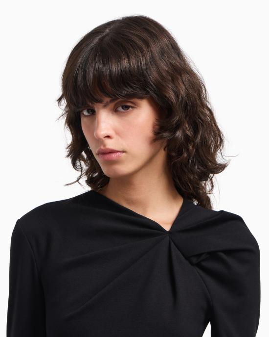 26SS 엠포리오 아르마니 미디 원피스 EW002783 AF12303 UC001 Black - EMPORIO ARMANI