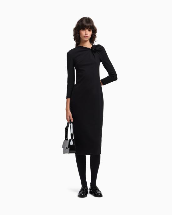 26SS 엠포리오 아르마니 미디 원피스 EW002783 AF12303 UC001 Black - EMPORIO ARMANI