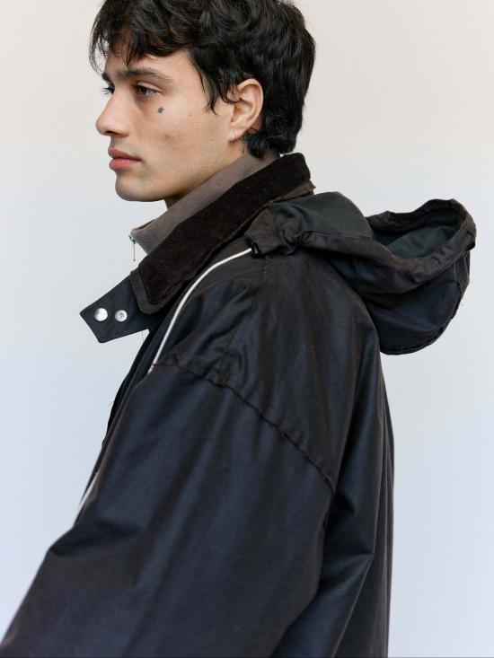  카미엘 포트젠스 자켓 Camiel Fortgens 브라운 왁스 코튼 아웃도어 헌팅 재킷 - CAMIEL FORTGENS