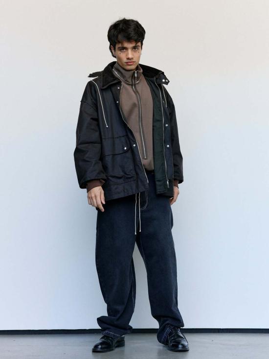  카미엘 포트젠스 자켓 Camiel Fortgens 브라운 왁스 코튼 아웃도어 헌팅 재킷 - CAMIEL FORTGENS