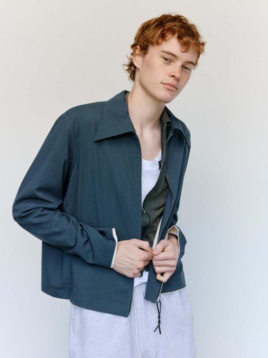  카미엘 포트젠스 자켓 Camiel Fortgens 페트롤 울 핏 지퍼 재킷 - CAMIEL FORTGENS