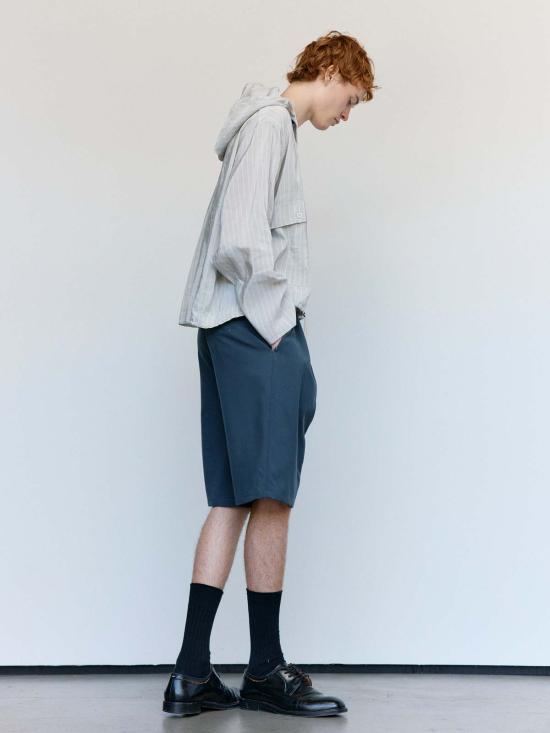  카미엘 포트젠스 자켓 Camiel Fortgens 그레이 & 화이트 스트라이프 리넨 오버헤드 재킷 - CAMIEL FORTGENS