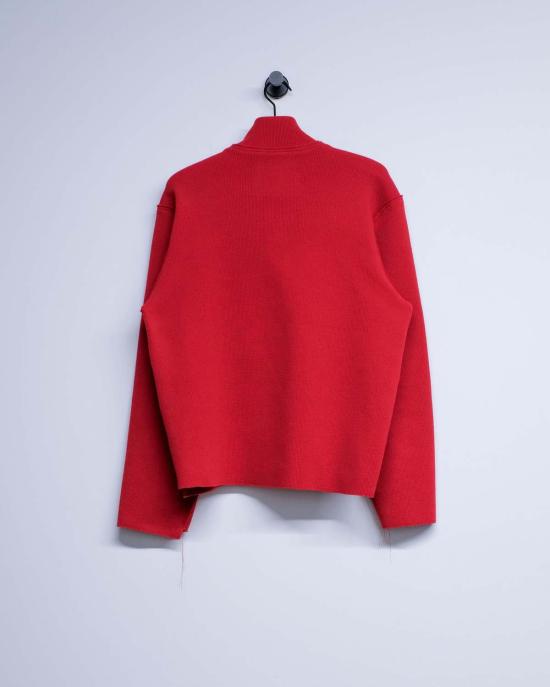  카미엘 포트젠스 가디건 카미엘 포트겐스 레드 헤비 립 지퍼업 니트 - CAMIEL FORTGENS