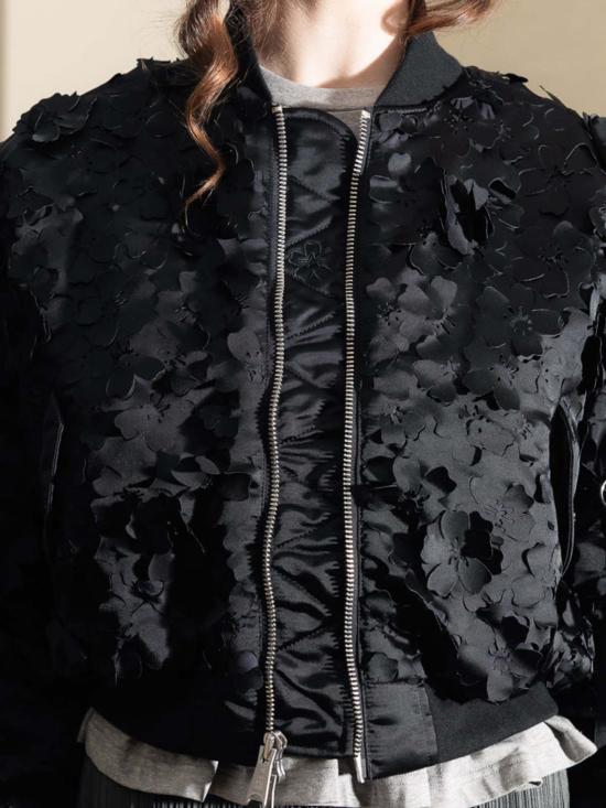  세실리아 반센 봄버 자켓 Cecilie Bahnsen X Alpha Industries Ma 1 Cr 레이저 컷 봄버 재킷 블랙 - CECILIE BAHNSEN