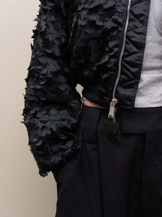  세실리아 반센 봄버 자켓 Cecilie Bahnsen X Alpha Industries Ma 1 Cr 레이저 컷 봄버 재킷 블랙 - CECILIE BAHNSEN