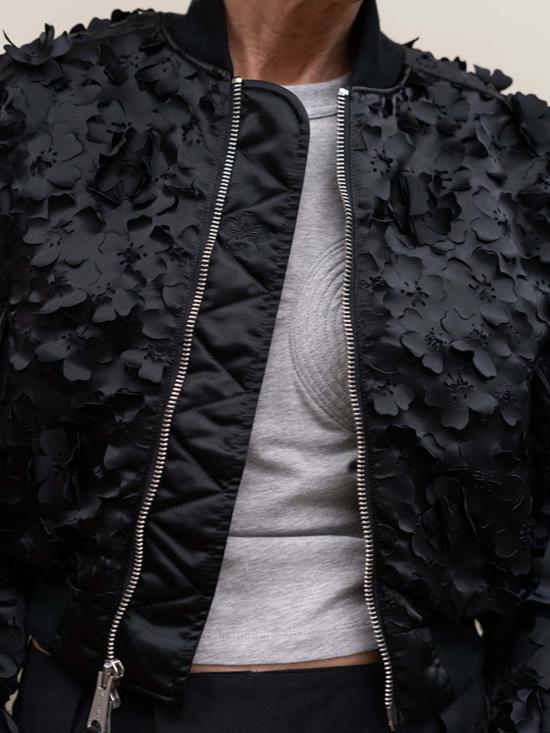  세실리아 반센 봄버 자켓 Cecilie Bahnsen X Alpha Industries Ma 1 Cr 레이저 컷 봄버 재킷 블랙 - CECILIE BAHNSEN