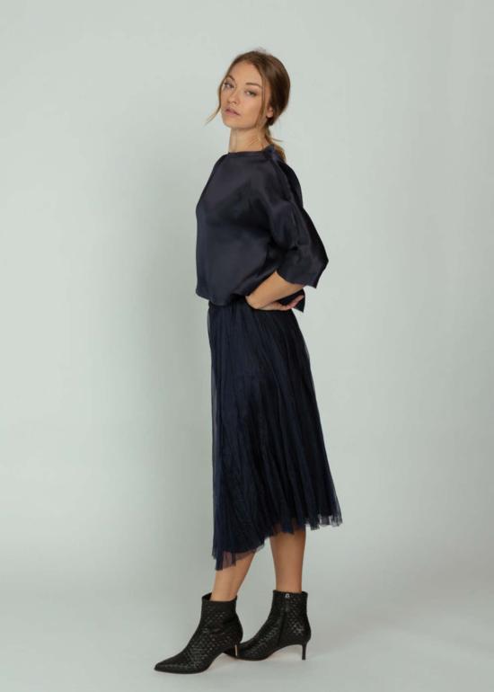  Louiza Babouryan 블라우스 루이자 바부리안 오간자 탑 네이비 - OTHER BRANDS