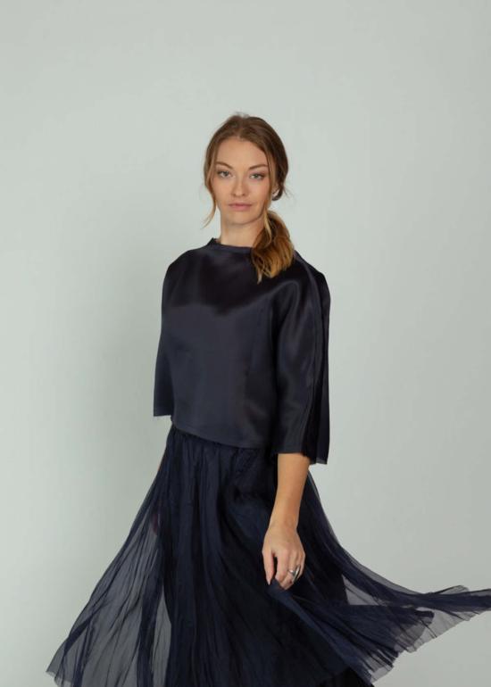  Louiza Babouryan 블라우스 루이자 바부리안 오간자 탑 네이비 - OTHER BRANDS