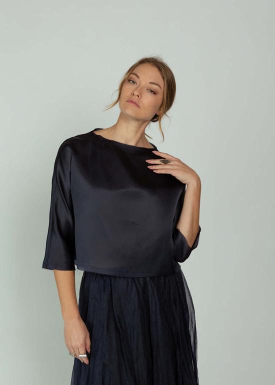  Louiza Babouryan 블라우스 루이자 바부리안 오간자 탑 네이비 - OTHER BRANDS