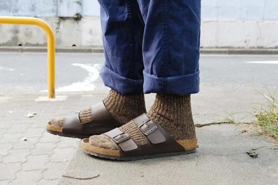  니시구치 쿠츠시타 양말 대마 코튼 골지 - NISHIGUCHI KUTSUSHITA