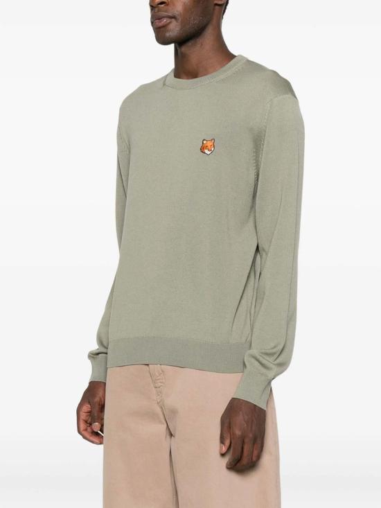 25FW 메종키츠네 폭스 헤드 메리노 레귤러 스웨터 PM00801KT1881 Green - MAISON KITSUNE