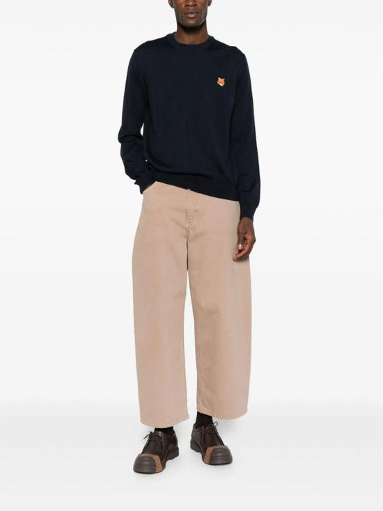 25FW 메종키츠네 폭스 헤드 메리노 레귤러 스웨터 PM00801KT1881 Black - MAISON KITSUNE