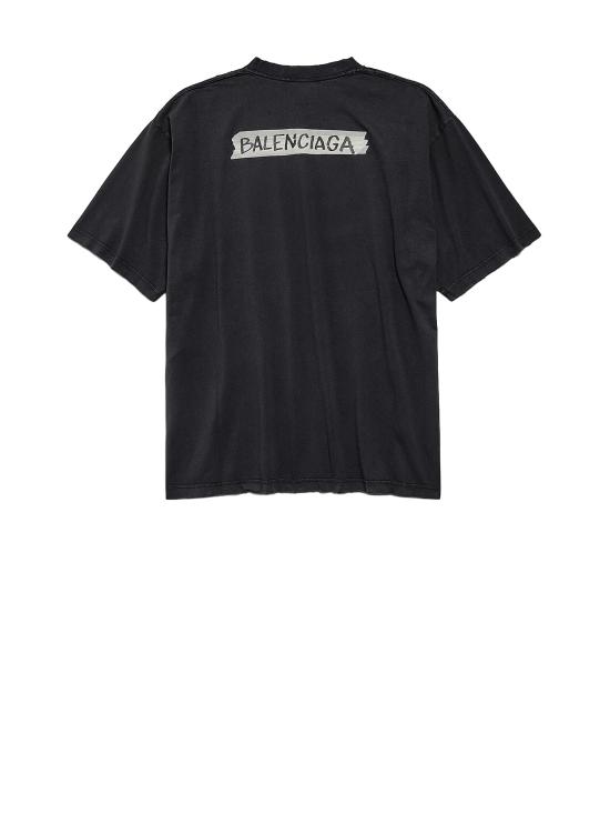 26SS 발렌시아가 반팔 티셔츠 764235 TTVL61041 FADED WASHED BLACK - BALENCIAGA