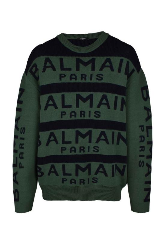  발망 니트웨어 짙은 녹색 울 스웨터