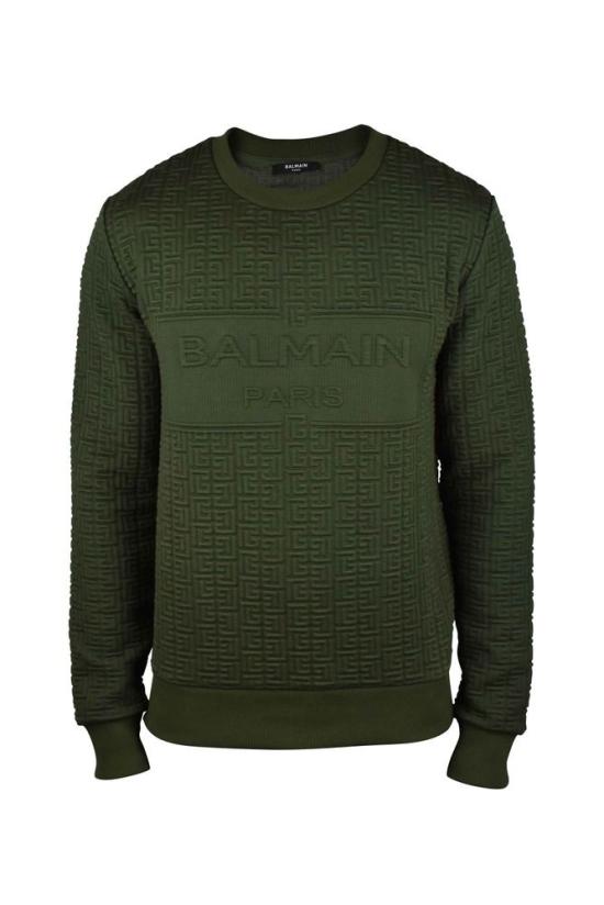  발망 탑 모노그램 디자인이 있는 질감 있는 면 스웨트셔츠