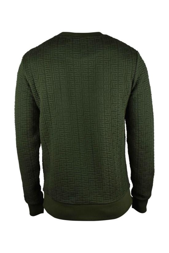  발망 탑 모노그램 디자인이 있는 질감 있는 면 스웨트셔츠 - BALMAIN