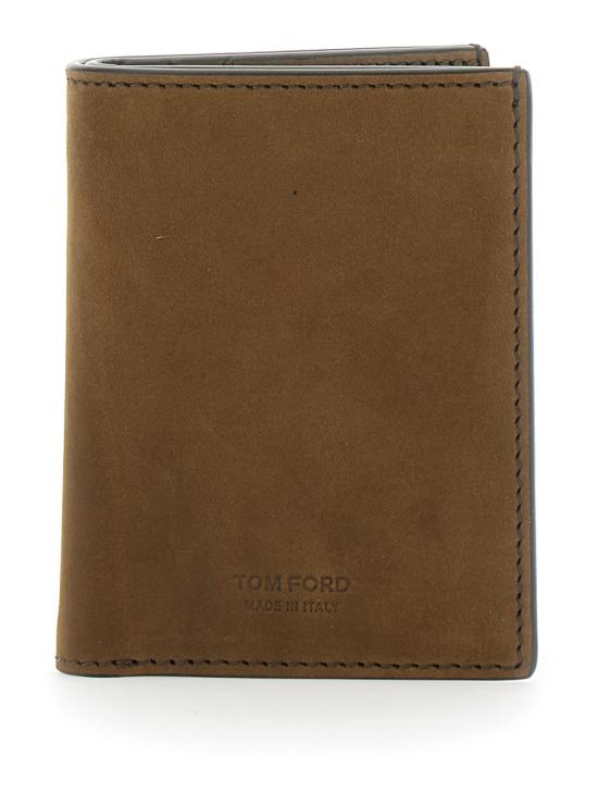 26SS 톰포드 누벅 T 라인 폴딩 카드 홀더 Y0279LCL504SEBU Brown