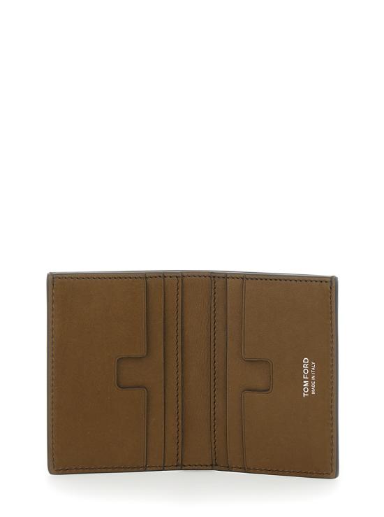 26SS 톰포드 누벅 T 라인 폴딩 카드 홀더 Y0279LCL504SEBU Brown - TOMFORD