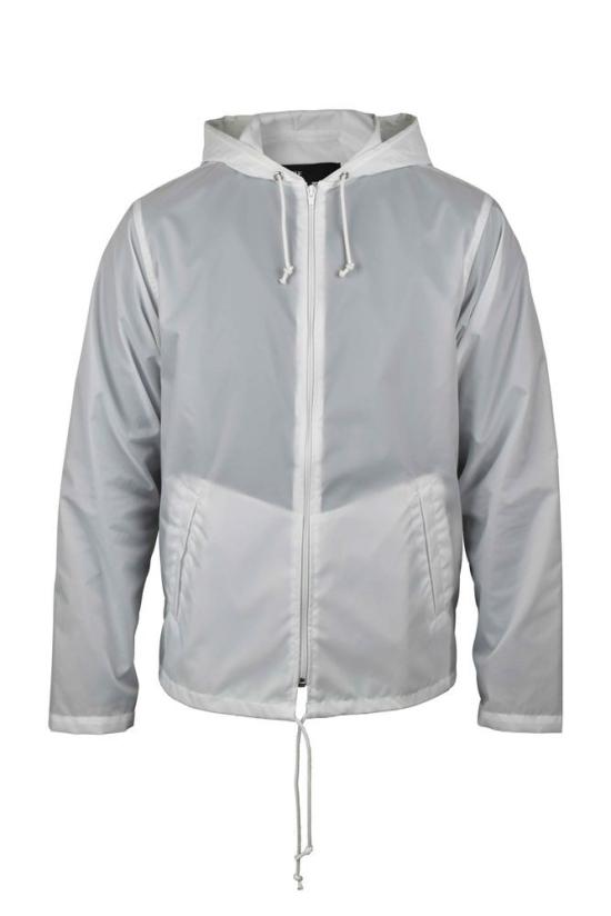  꼼데가르송 자켓 비틀즈 프린트가 있는 흰색 방수 나일론 재킷