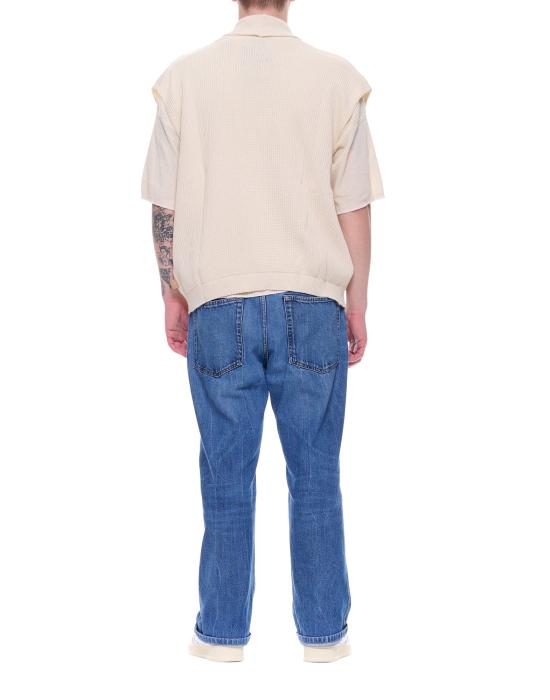 25SS TELA CRUDA 베스트 텔라 크루다 재팬 남성용 아이보리 니트  (대조적인 무늬) M002 232 (일본) - OTHER BRANDS